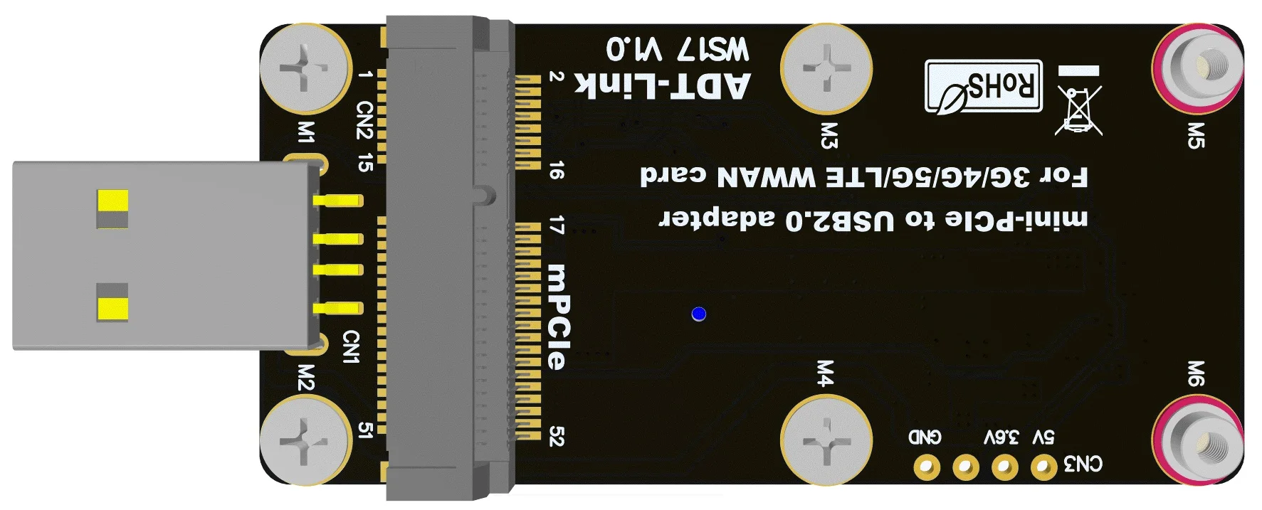 미니 PCI-E 3G 4G 5G LTE WWAN USB 2.0-MPCIe 어댑터 카드 듀얼 SIM 슬롯 무선 모듈 EC20 표준 미니 PCI Express 카드