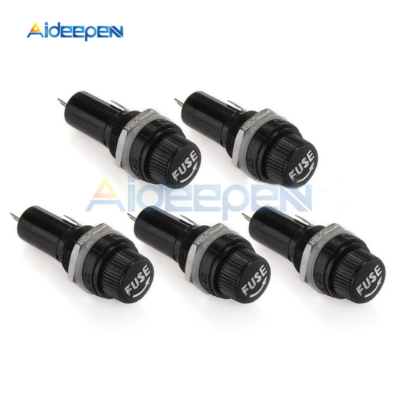 10Pcs/lot 5x20mm Fuse Holders 5x20 mm Black Insurance Tube Socket Fuse Holder 10A 250V AC 15A 125V AC For 5*20MM Insurance Panel