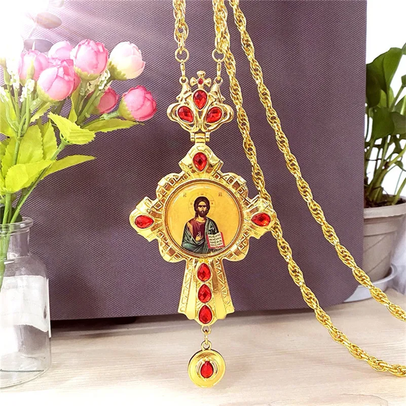 2022 Fashion Classic Figaro Chain Necklace Men Long Necklace Church Baptism Orthodox Cross Necklace Gift for the Christian box