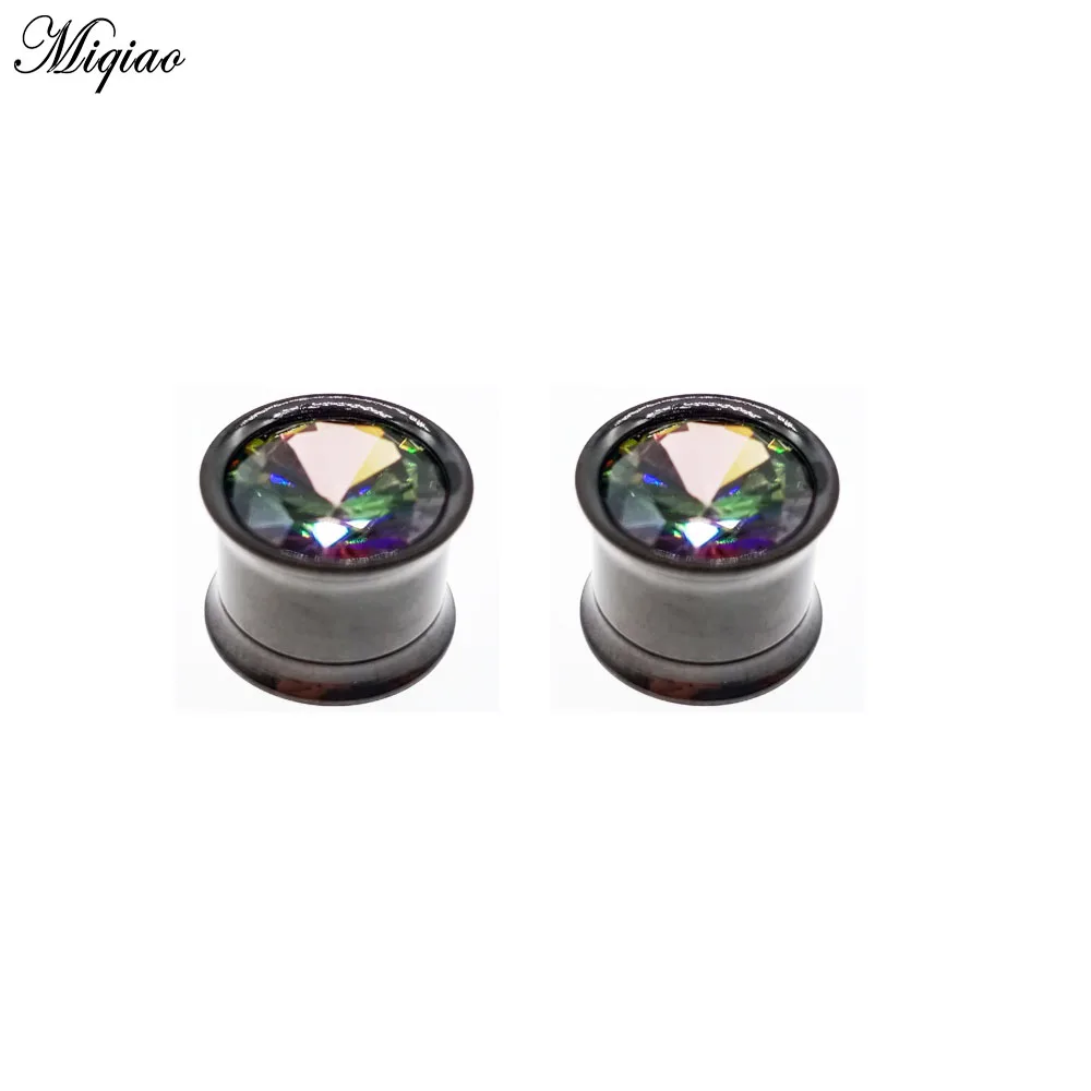 Miqiao 2pcs 6-16mm Stainless Steel Ear Gauge Plug Tunnels Flesh Skull Ear Strecher Expander Saddle Piercing Body Jewelry