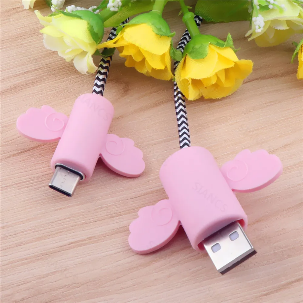 Cute Angel Wing Cable Protector Type C USB Charger Protector Cable Winder Organizer Holder For Micro Usb C Data Line Cover