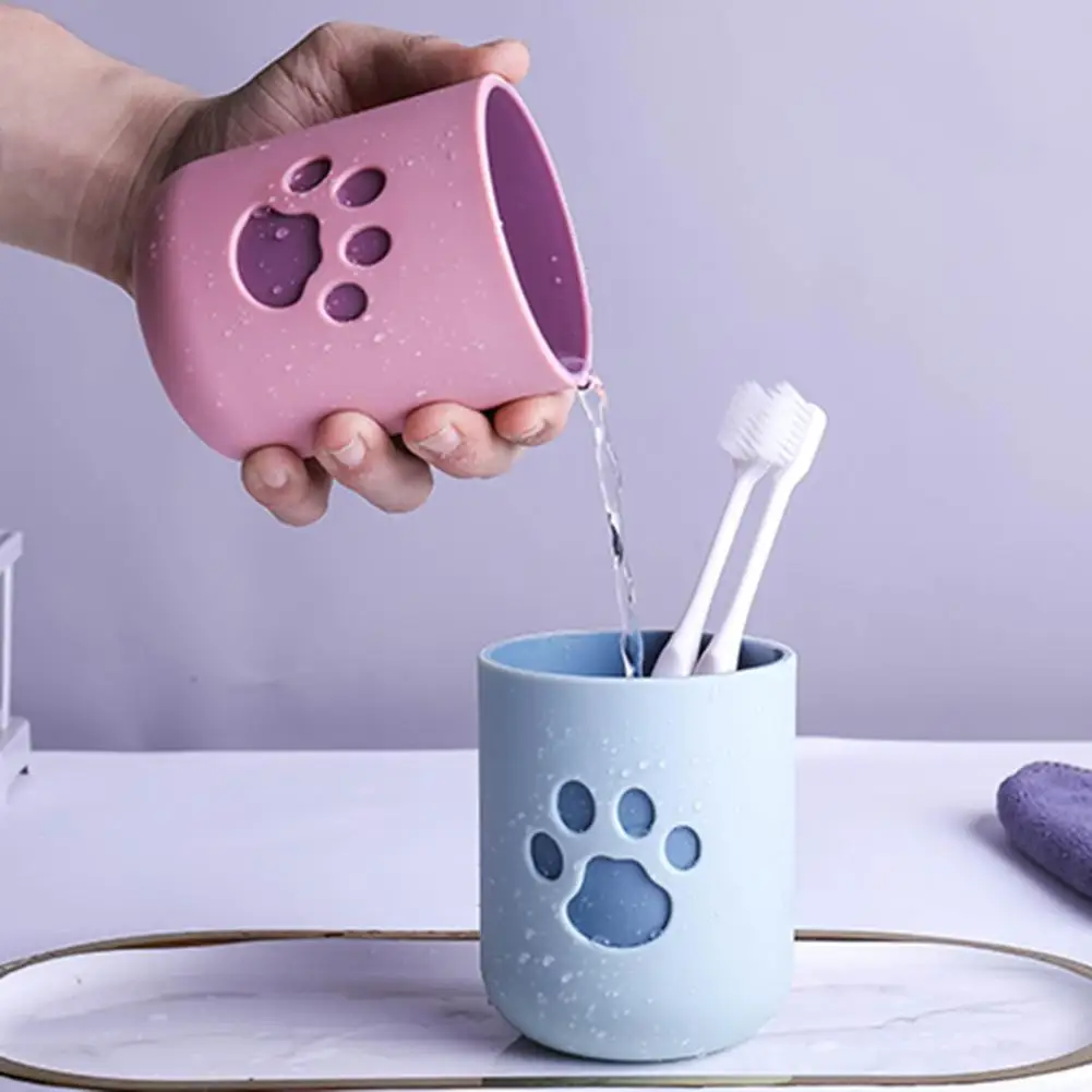 Toothbrush Tumbler Cup Holder PP Cartoon Cat Puppy Kitty Claw Wash Mouth Couples Cup Brushing Mouthwash Cup Bathroom Accessories