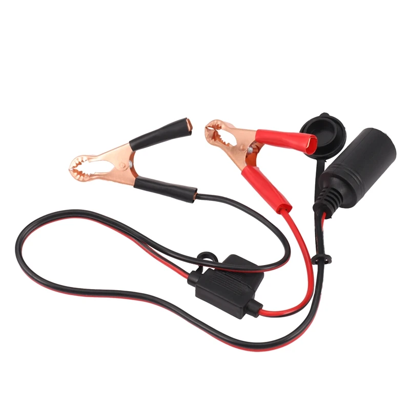 

2FT 12V 24V Car Cigarette Lighter Socket Female Adapter 10A Alligator Clips Car Battery Clip-on Extension Cord