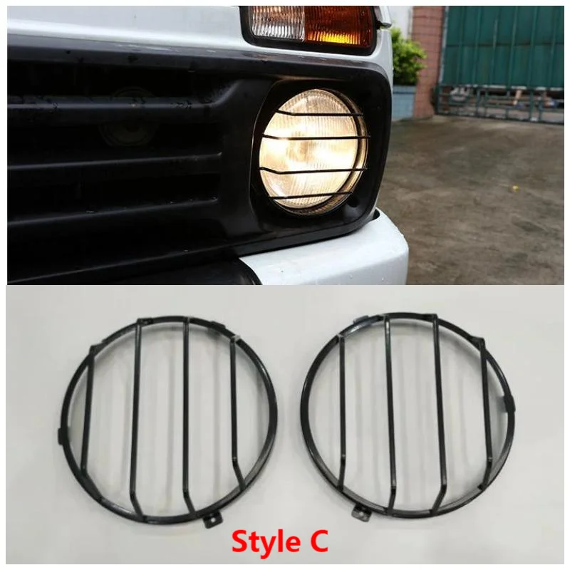 For LADA NIVA Carbon Steel Front Headlight Lampshade Protector Cover Net Car Moulding Trim Accessories 2 PCS Set