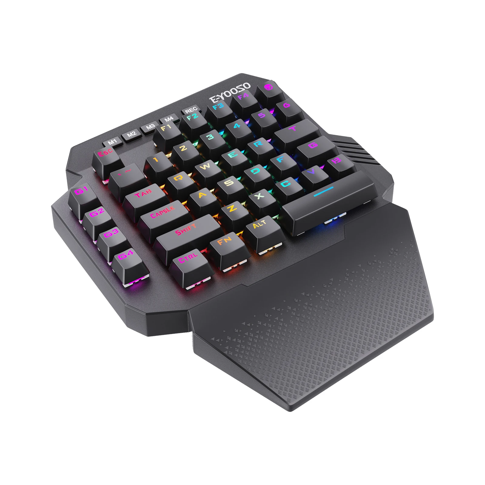 Huo ji teclado mecânico sem fio de uma mão 39 a bordo chave macro 2.4ghz rgb 40% suporte de pulso do teclado do jogo para jogos móveis