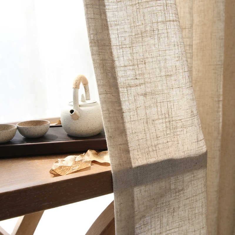 Japanese Style Linen semi-shading ramie curtain yarn Norse hemp yarn pure color linen curtains yarn living room custom curtain