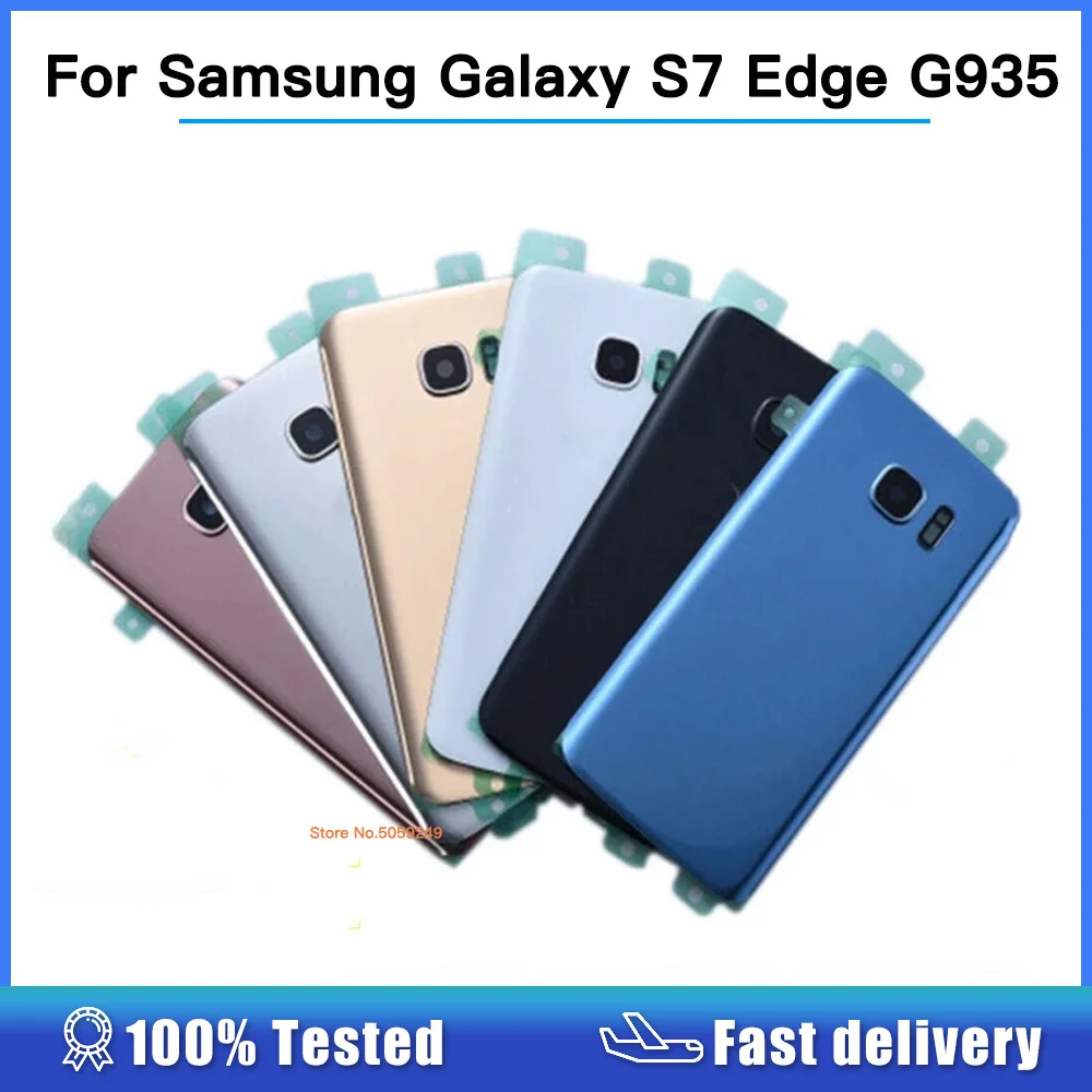 

Стеклянная задняя крышка батарейного отсека для Samsung Galaxy S7 edge G935F, замена с/без задней камеры, стеклянная рамка объектива