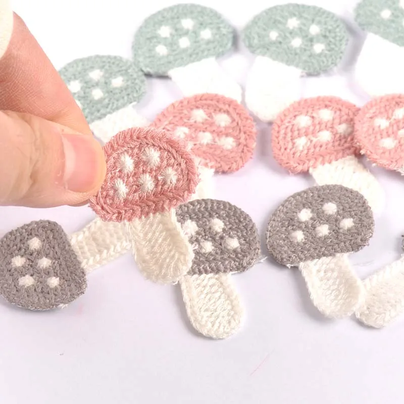 20Pcs/lot Lovely Mushroom Appliques for DIY Hat Clothes Sewing Supplies Headwear Decor Stick-on Patches 28x40mm cp3033