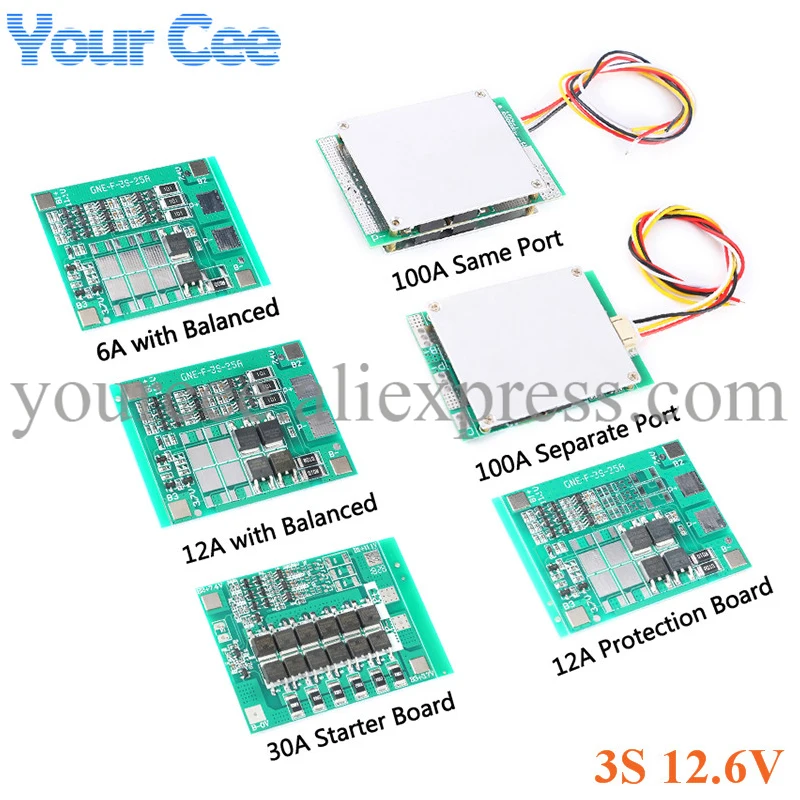 3S 12.6v Li-ion Lithium Battery Charging Module Protection Board Overcharge Over Discharge Overcurrent with Balance