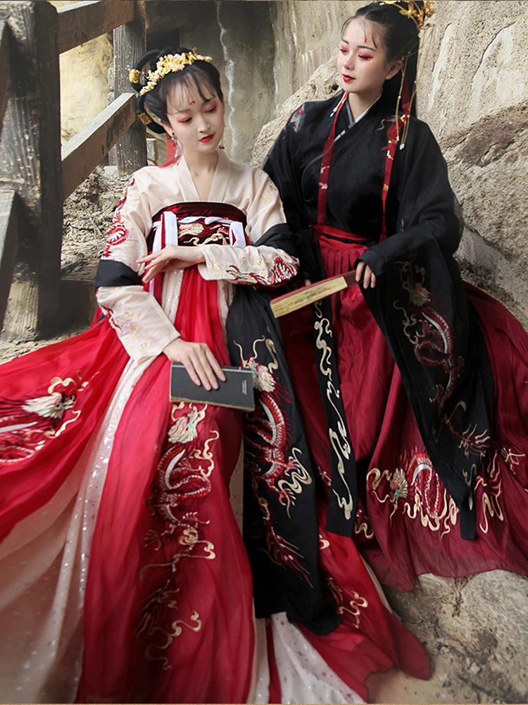

Chinese Dress Ancient Hanfu Black Women Dresses Chinese Style hanfu Skirt Set Cosplay Costumes Chinese Clothing