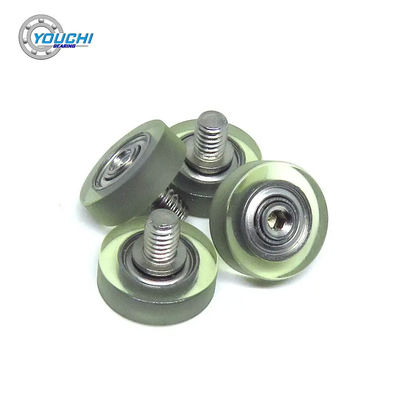 5pcs OD13mm PU Coated Bolt Roller With M4 Screw PU68413-4C1L5M4 Soft Polyurethane Bearing Mute Doors & Windows Wheel Pulleys