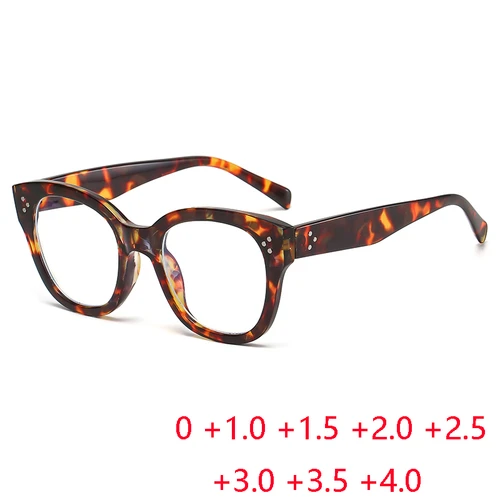 Imagen 1 del producto Gafas cuadradas con montura de leopardo para hombre y mujer, anteojos para hipermetropía, Material de PC, antiluz azul, con dioptrías más de 0 + 1,0 a + 4,0