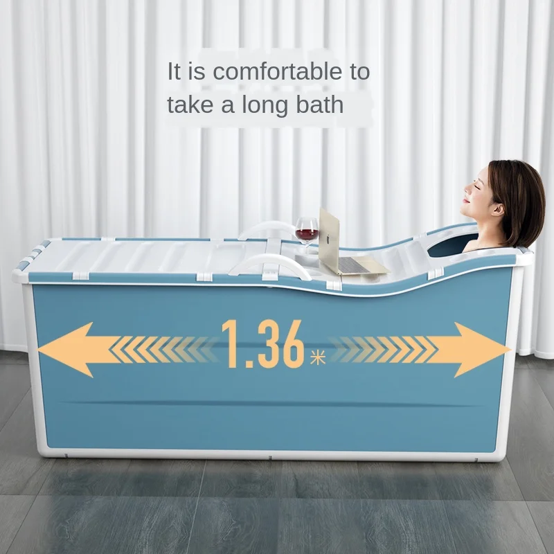 Household Plastic Folding Enlarged Bath Barrel Adult Thickened Comfortable Bath Artifact Stable And Durable Easy To Store