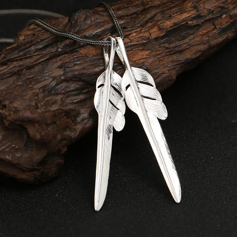 Takahashi goros jewelry 925 Sterling Silver Pendant Necklaces Feather Charm Vintage Thai Silver Eagle Chain For Men And Women