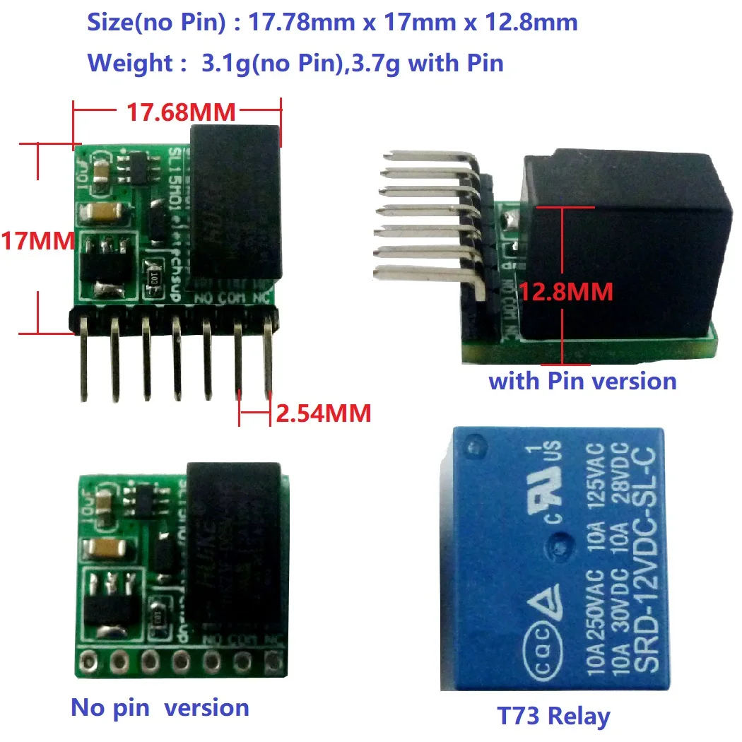 DC 12V 2A mini 1ch  Bistable Self-locking Relay Module Flip-Flop Latch Switch Board for LED Motor Solenoid valve