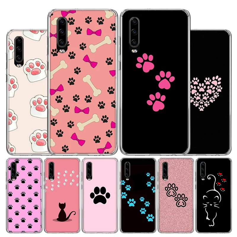 cat Dog paw design Phone Case For Huawei P30 Lite P40 P20 Pro P10 P50 Mate 40 30 20 10 Art Customized Soft Cover Fundas Coque