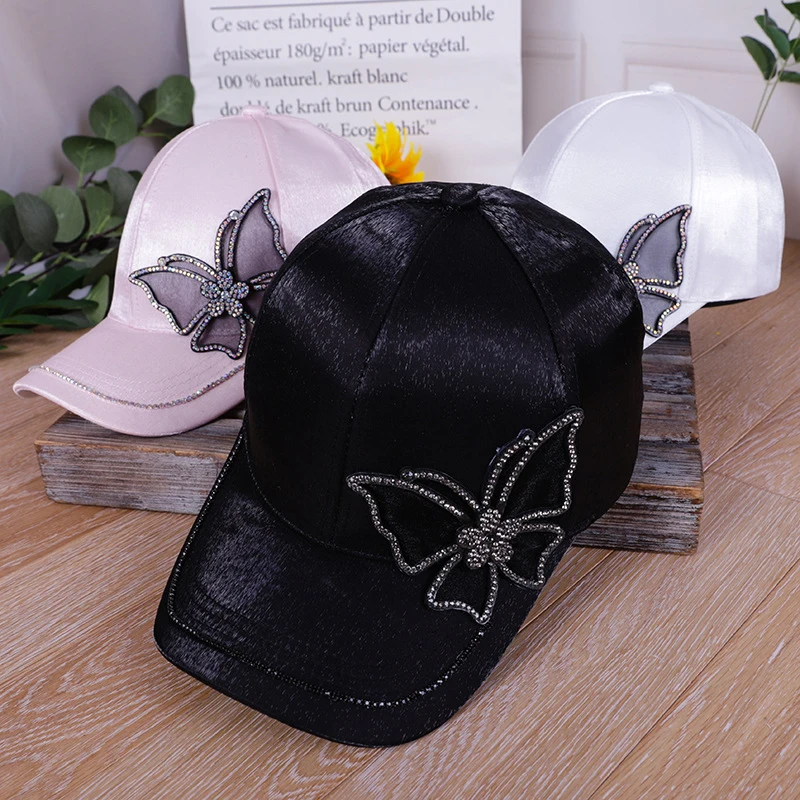 2021 new fashion Women Butterflies Flower Embroidery Caps Women Girl Sun Hats Casual Snapback Caps Women adjustable Baseball Cap