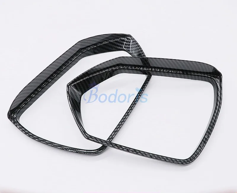 Carbon Fiber Color Rear Rearview Mirror Rain Shade Cover Trim Glass Sun Visor Shield Frame For Hyundai Elantra CN7 2020 2021