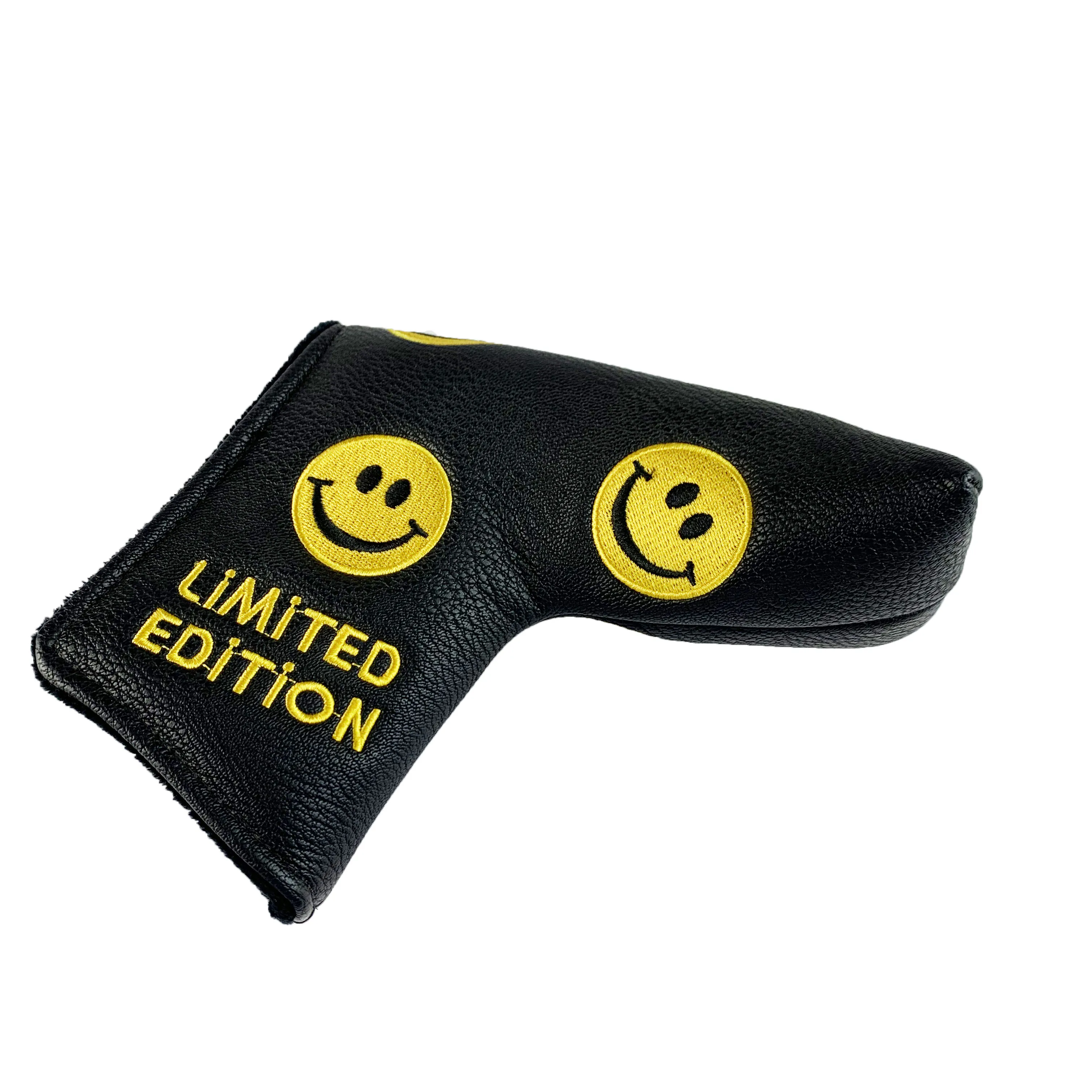 NRC Golf Clubs Head Covers Putter Embroidery Smiley   Face   Pu Leather   Magic Sticker Closure Black