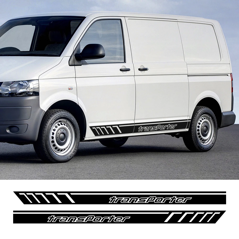 

2PCS Car Side Long Stripe Stickers Vinyl Film Decals For VW Volkswagen TRANSPORTER T4 T5 T6 Auto Exterior Decoration Accessories
