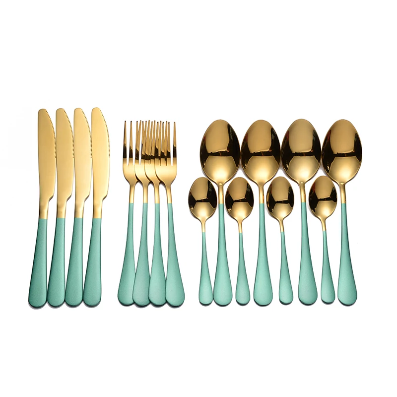 

Tablewellware 16 Pcs Stainless Steel Cutlery Gold Fork Spoon Knife Set Dinner Set Home Kitchen Tableware Box 2020 Dropshipping