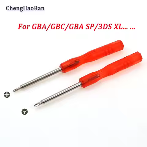 2pcs Red handle Cross Triangle Screwdriver for PS4/PS5/PSP/PSV/GBA/GBC/GBA SP/Wii game machine Y + screwdriver