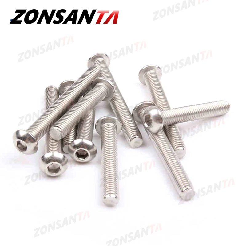 Zonsanta ISO7380 M2 M2.5 M3 M4 M5 M6 304 A2 Ronde 304 Rvs Schroeven Hex Socket Knop Hoofd Allen bolt Mechanische Schroef