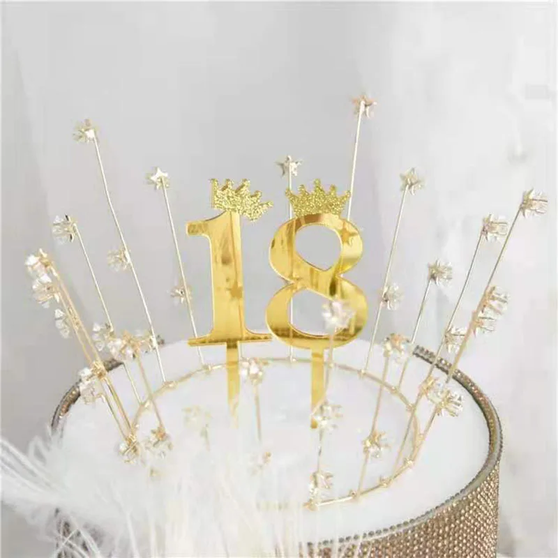 0-9 numero Cake Topper compleanno anniversario decorazione per feste Cupcake Toppers bandiere bambini Baby Shower 1 ° compleanno decorazione