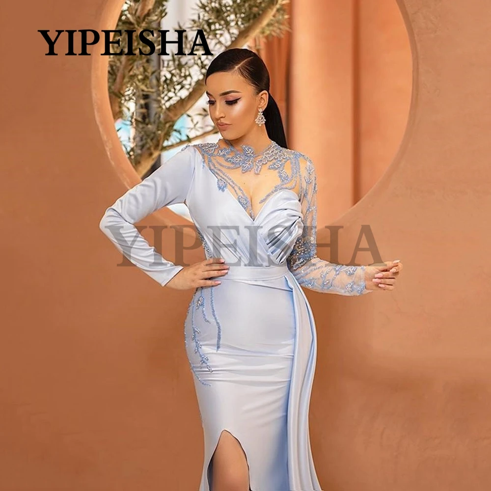 Sexy V-hals Spaghetti Strap Avondjurken Backless Hoge Kant Split Eenvoudige Prom Party Gown Vestidos De Fiesta Платье