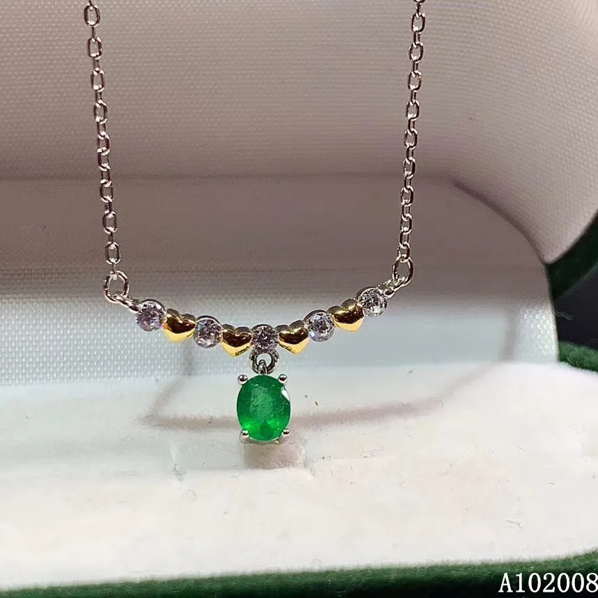 KJJEAXCMY fine jewelry 925 pure silver inlaid natural emerald girl new Pendant popular Necklace support test hot selling