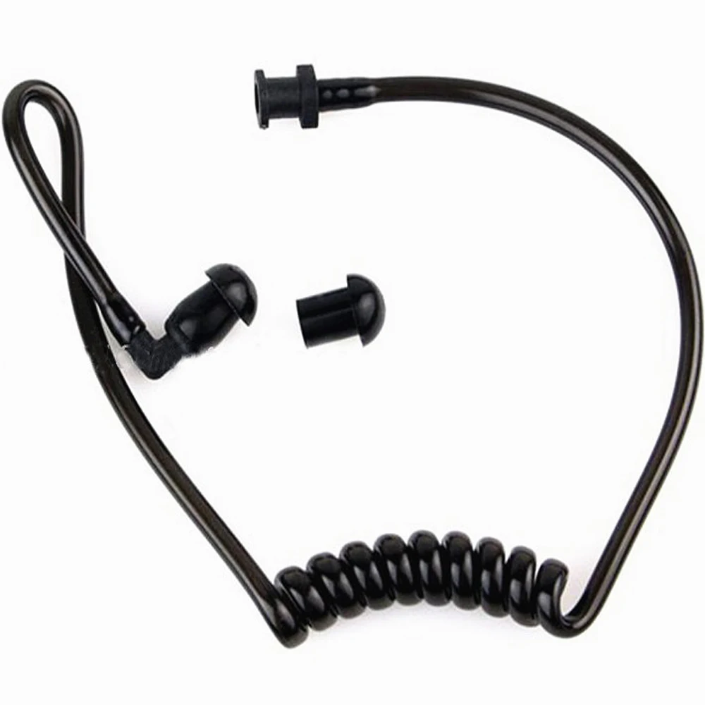 5xPolice Black Coil Acoustic Air Ear Tube Earplug Earbud Covert Earmold Eartip For Kenwood Motorola Radio Earpiece Headset Mic