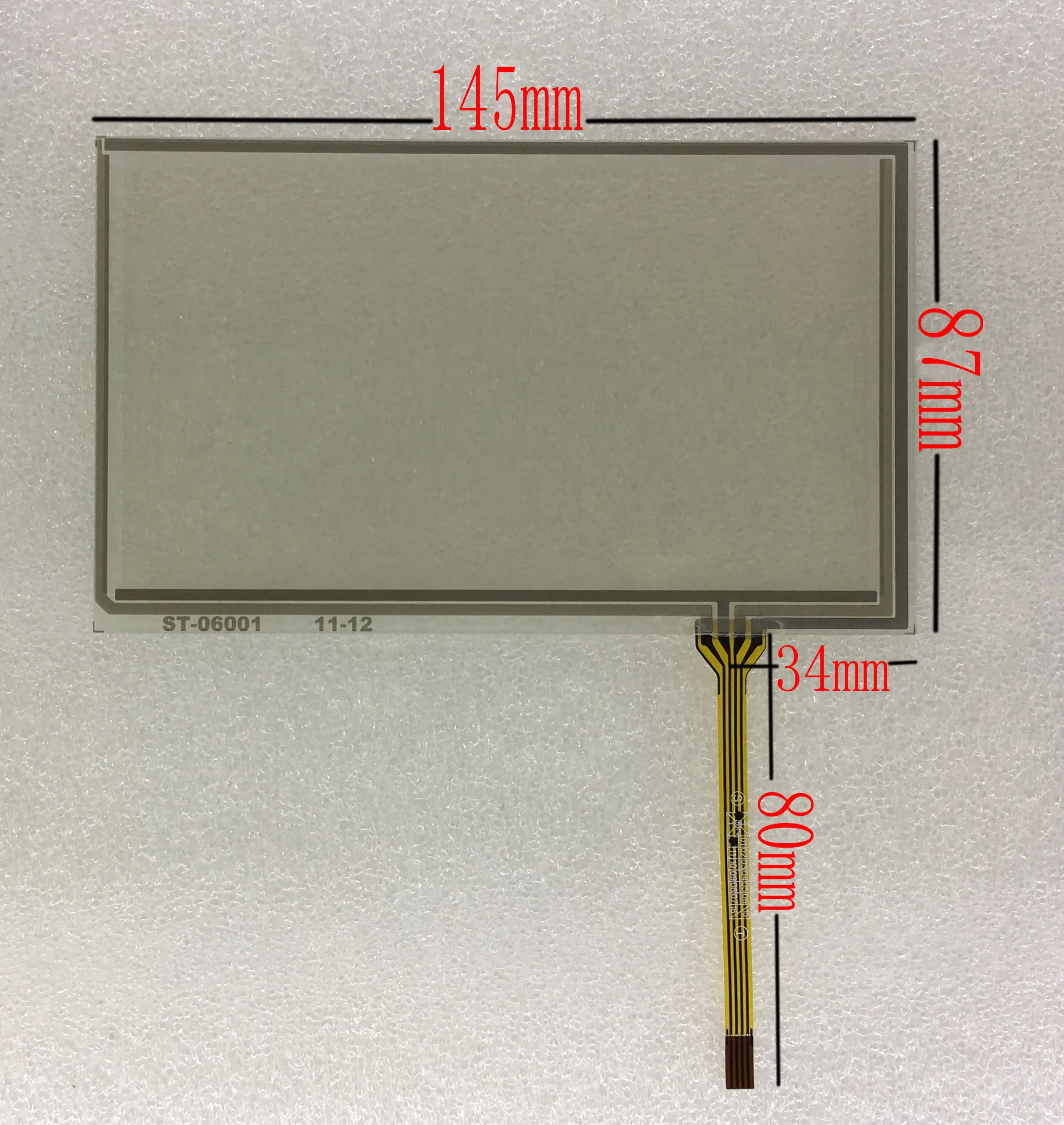 Panel digitalizador de pantalla táctil de DVD para coche, 6 pulgadas, 4 cables, cristal del sensor, 145mm x 87mm