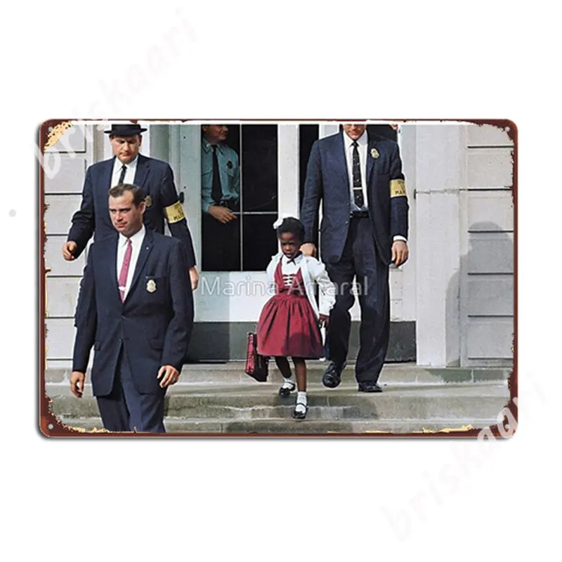 Ruby Bridges Escorted By U.S. Marshals To Attend An All-White School, 1960 Metal Signs Custom Cinema Kitchen Party