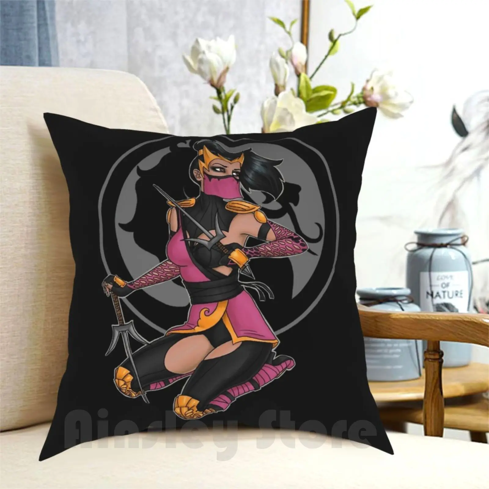 Mileena Pillow Case Printed Home Soft Throw Pillow Mkx Mortal Kombat Mortal Kombat Mileena Up Video Games Gamer