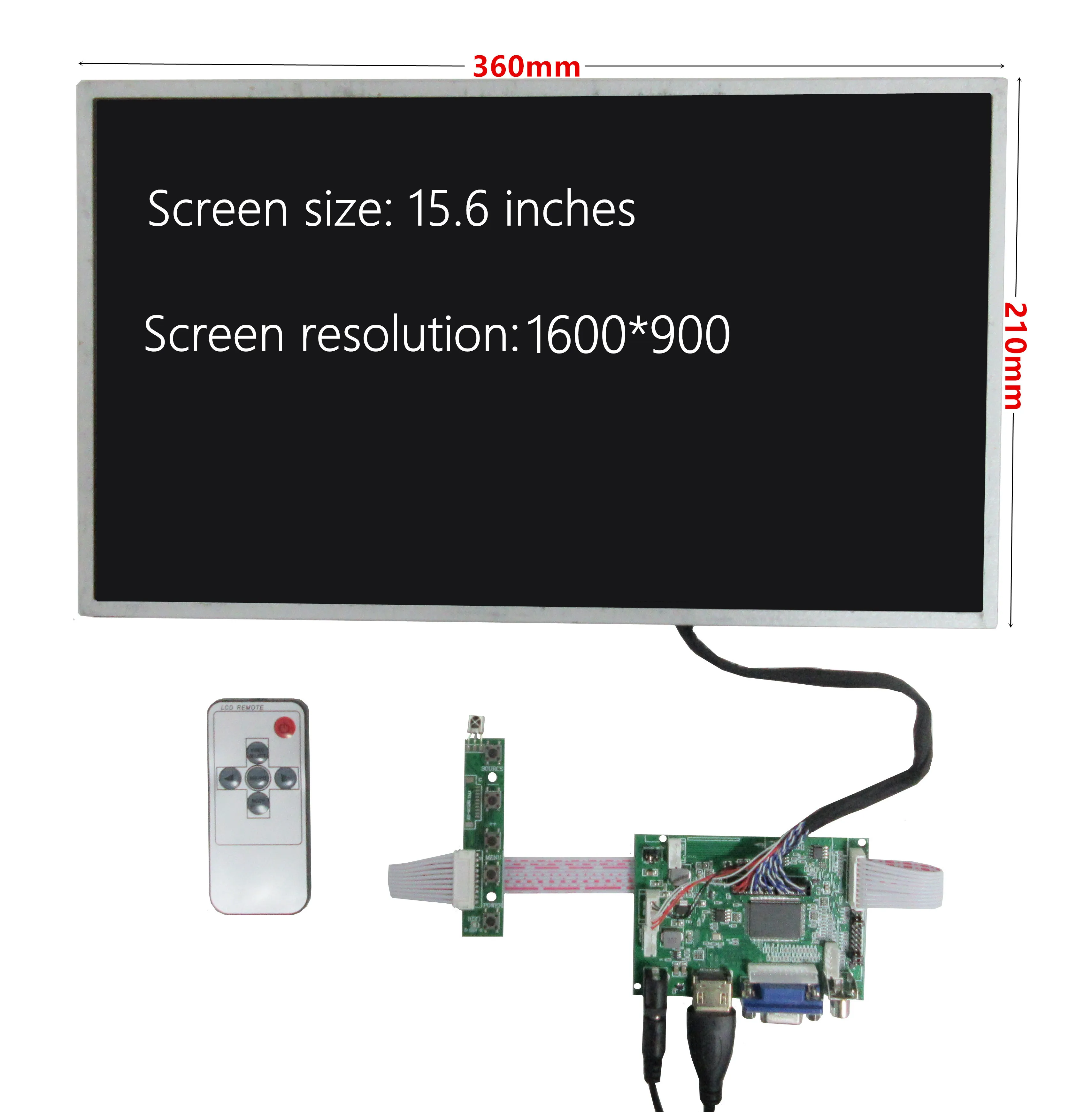 Imagem -02 - Monitor Lcd de Tela hd com Placa de Controle Remoto 2av Hdmi-compatível Vga para Raspberry pi Multiuso 15.6