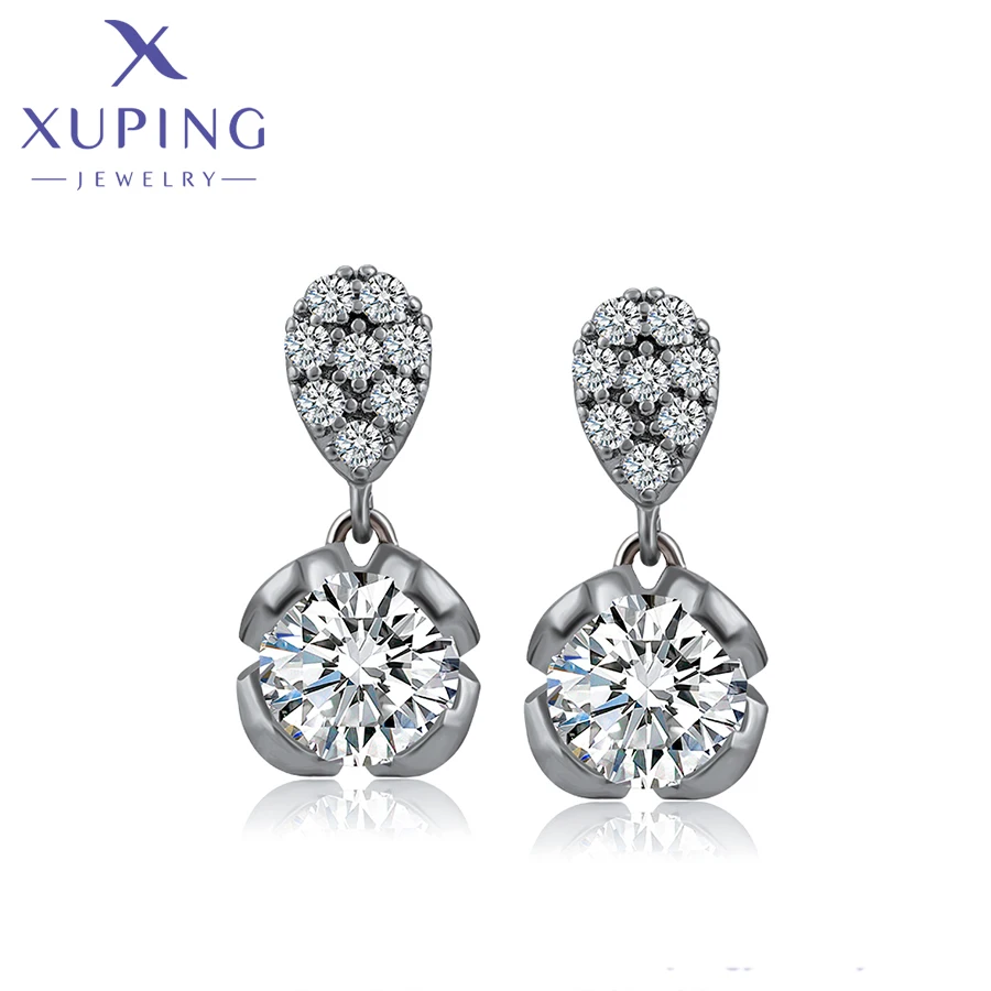 Xuping  Jewelry Fashionable Stone New Arrival Trendy Simple Drop Earrings for Women Girl Gift