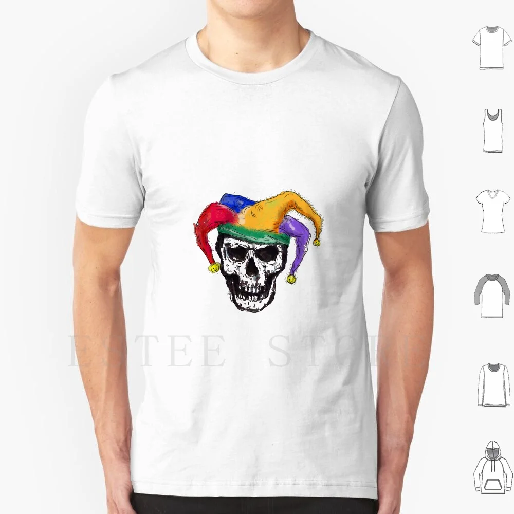 Jester Skull Laughing Tattoo T Shirt Print Cotton Tattoo Skull Jester Entertainer Fool Medieval Court Jester Laughing Missing