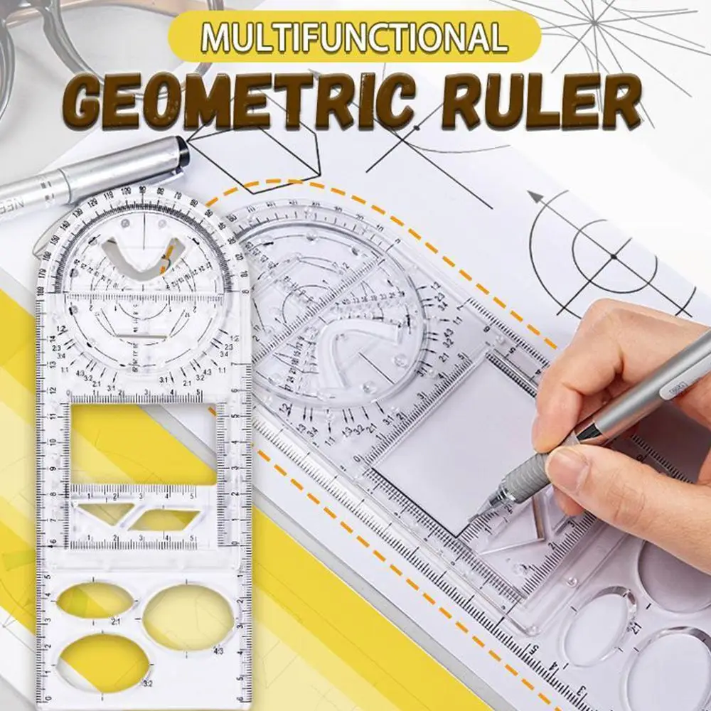 

Students Multifunctional Geometric Ruler Geometric Drawing Template Measuring Tool For Drawing Rulers School Office Supplie