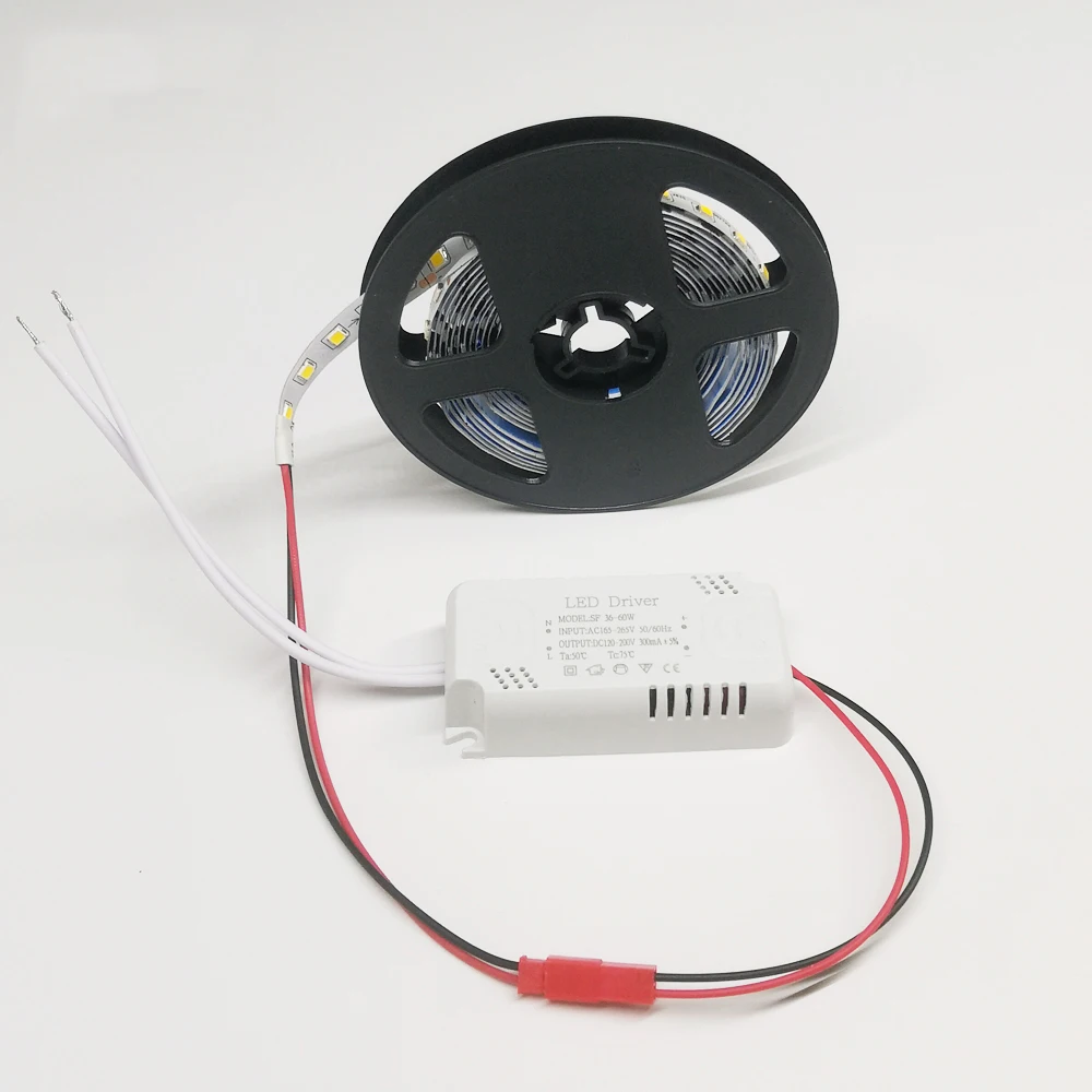 (3m LED strip+ 36-60W LED driver)2835 500X7MM 5B10C 100D LED ribbon 51-60W constant current flexible LED strip with stick tape