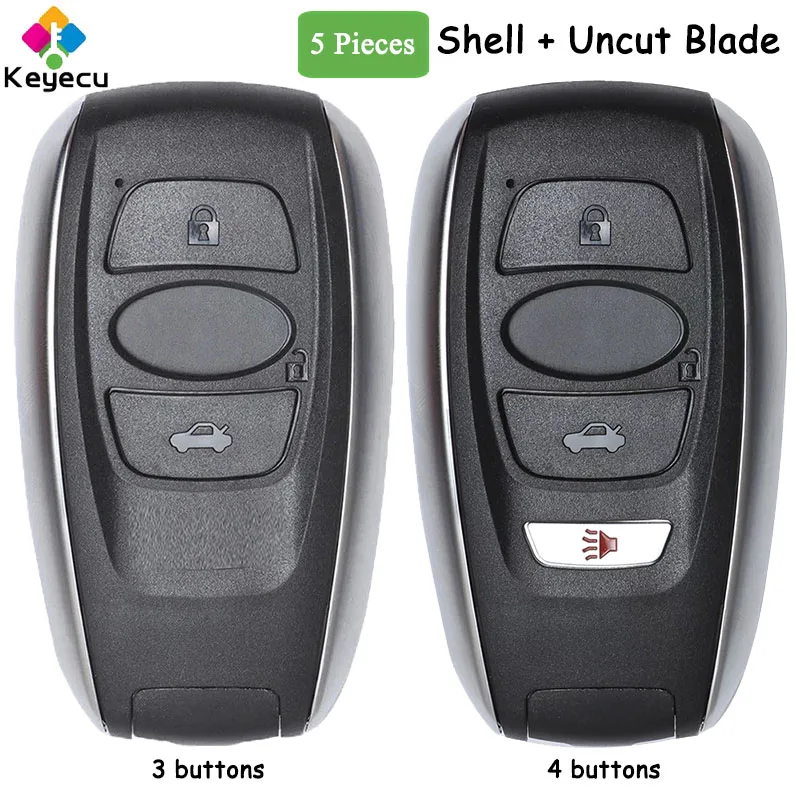 

KEYECU 5 Pieces Smart Remote Car Key Shell Case With Blade 3 4 Buttons Fob for Subaru BRZ WRX STI Legacy Outback XV Crosstrek