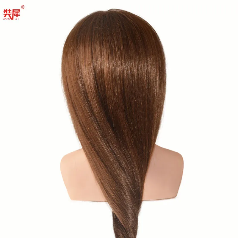 Cabeza de maniquí profesional de alto grado con hombro, muñeca de Maniquí de pelo marrón medio para Estilismo de cabello, entrenamiento de cabeza de maniquí