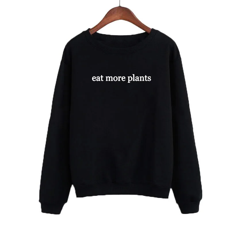 O-neck Women's Vegan Harajuku Saying Vegetarianism Womens Clothing Autumn Winter  Hoodies Eat More Plants Slogan Sweatshirt