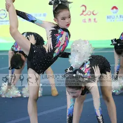 Ice Skating Dress Girls Kids Junior Aerobics Cheerleading Varsity Cheerleader Competition Costume Rhythmic Dress Uniform