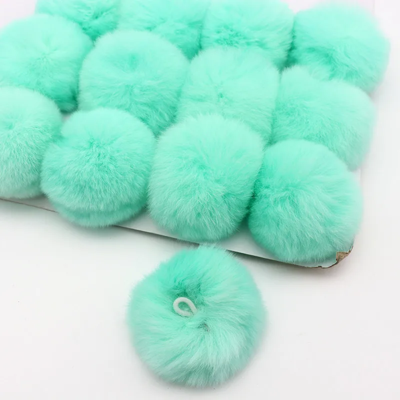 6-8cm Solid Rex Rabbit Pompom Keychain Handbags Hats and Scarves Diy Craft Supplies Materials Wholesale Support Mixed 5-10 Pcs