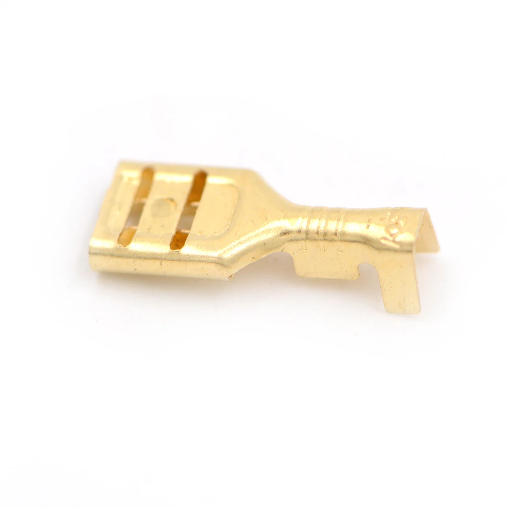 100pcs 4.8mm/6.3mm  Gold Brass Car Speaker Electric Wire Connectors Set Female Crimp Terminal Connector