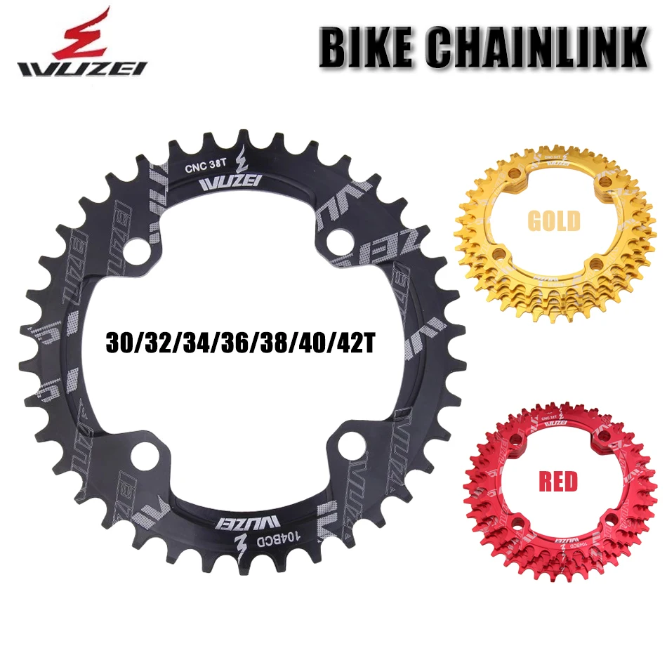 WUZEI 104bcd Crown Mtb Monoplates Chainring Mountain Bike Chain Ring 36 34 32 38 40 42 30 Teeth Bicycle Narrow Wide Sprocket