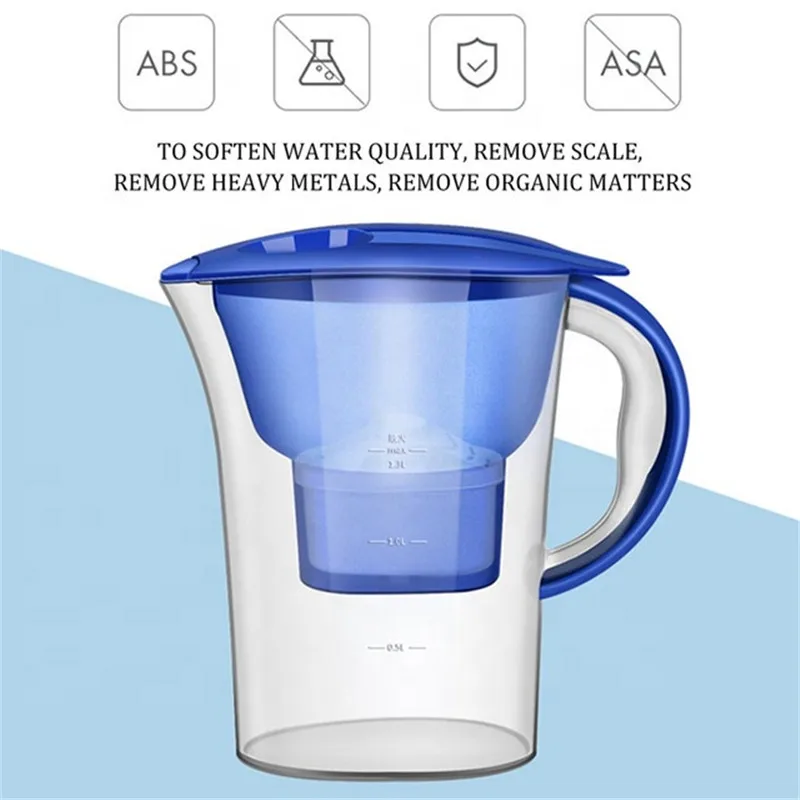 2.5L Household Alkaline Water Filter Pitcher With Universal Filter Portable Plastic Water Pitcher Water Filter Kettle Activated