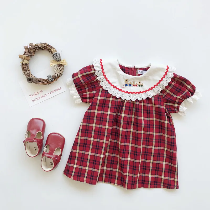 

Tonytaobaby Summer Dress New Baby Cotton Woven Plaid Dress Idyllic Girls Dress