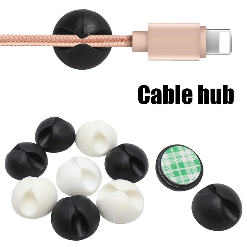 Universal Cable Hub for Headphone Phone Charger Line Fixed Clasp Car Home Cables Organizer Silicone Holder Hook Manager