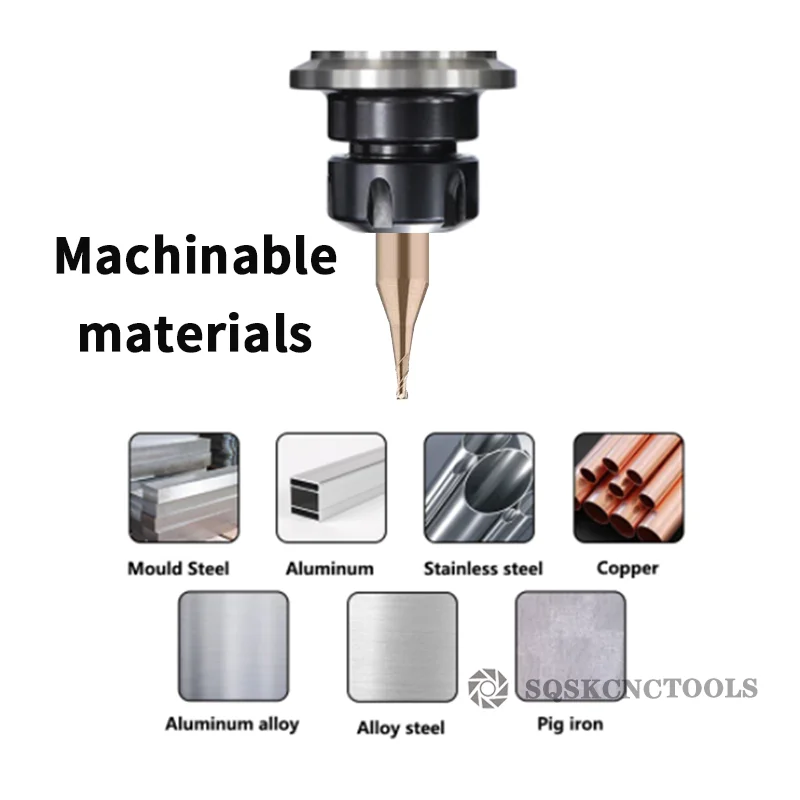 Micro Flat End Mill 2F Milling Cutter HRC 55 Mirco Carbide CNC Deep Long Neck Small Diameter 0.2-3.0mm Engraving Bit Router Bit